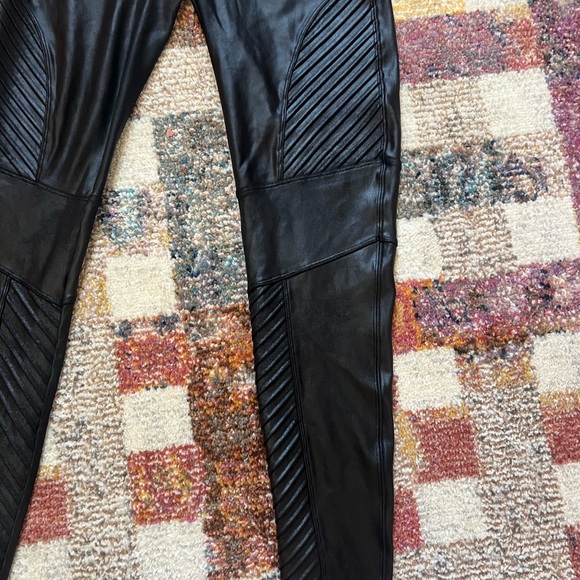SPANX Moto Faux Leather Leggings Shaping Pants Black Women’s X-Large - Picture 7 of 13
